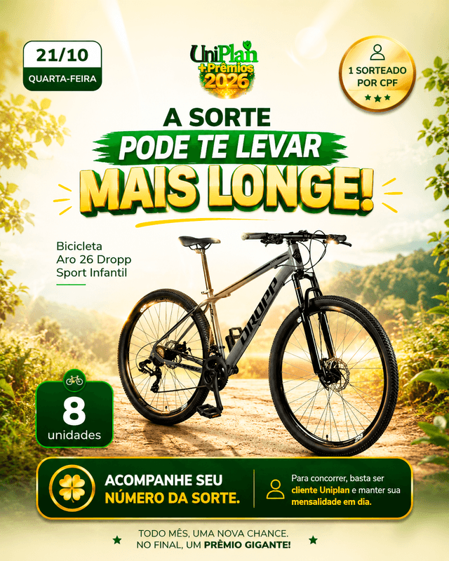 Bicicleta Aro 26 Dropp — UniPlan + Prêmios