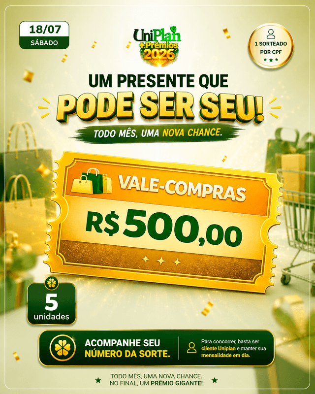 Vale-Compras R$ 500 — UniPlan + Prêmios